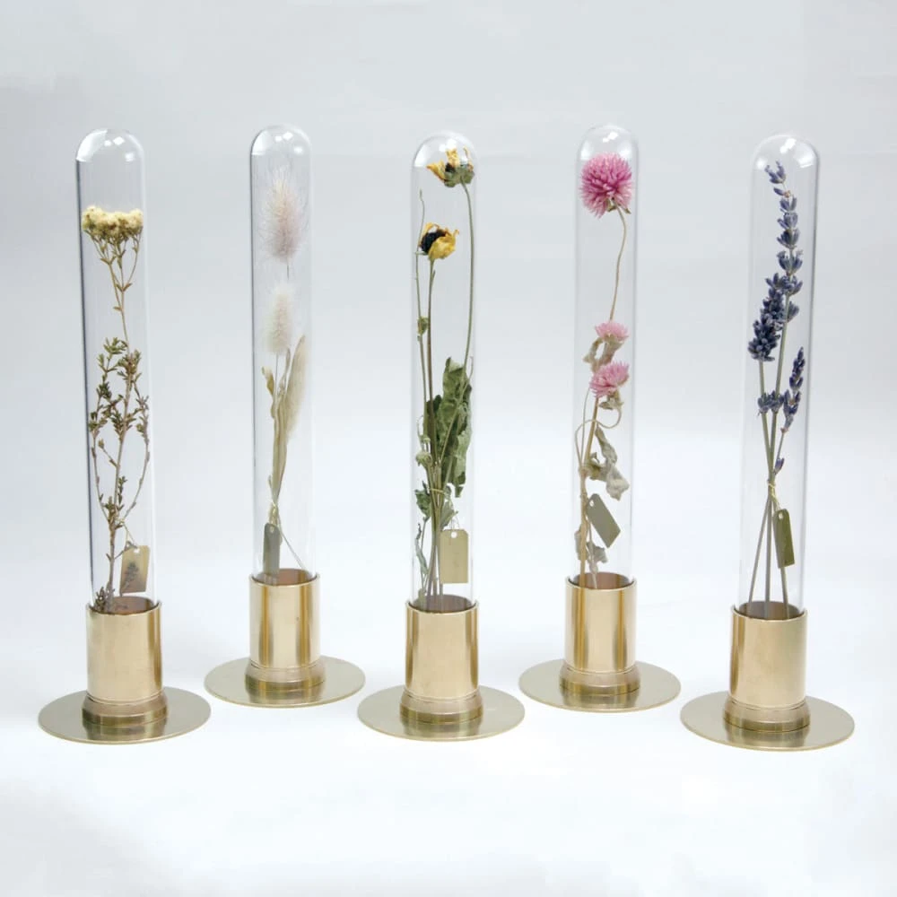 HERBARIUM BRASS GLASS DOME & FLOWER VASE SOLID 6 HERBARIUM BRASS GLASS DOME & FLOWER VASE SOLID - Image 6