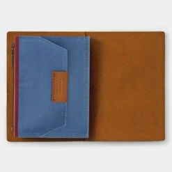 TRAVELER'S Notebook Passport Size Cotton Zipper Case Blue -Writing Supplies Store travelers notebook passport size cotton zipper case blue pocket 985